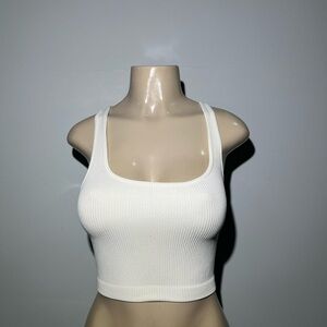 Zara White Ribbed Crop Top